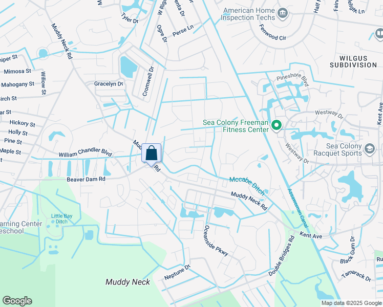 map of restaurants, bars, coffee shops, grocery stores, and more near 22 Bennett Point Lane in Frankford