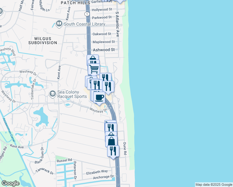 map of restaurants, bars, coffee shops, grocery stores, and more near in Sussex County