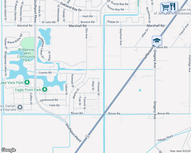 map of restaurants, bars, coffee shops, grocery stores, and more near 3775 Otis Avenue in West Sacramento