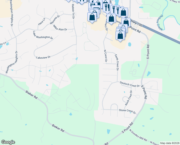 map of restaurants, bars, coffee shops, grocery stores, and more near 2327 Fire Crest Court in Washington