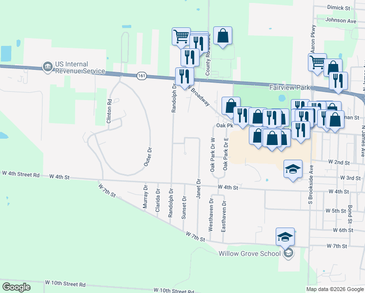 map of restaurants, bars, coffee shops, grocery stores, and more near 220 Bruce Court in Centralia