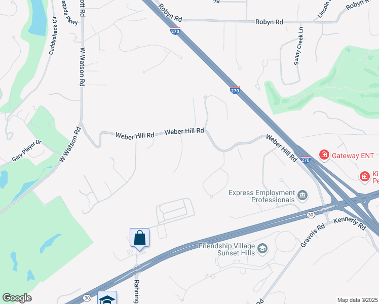 map of restaurants, bars, coffee shops, grocery stores, and more near 9814 Eagle Hill Lane in St. Louis