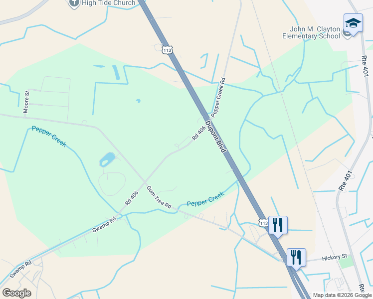 map of restaurants, bars, coffee shops, grocery stores, and more near 32865 Swamp Road in Dagsboro