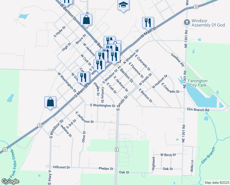 map of restaurants, bars, coffee shops, grocery stores, and more near 307 East Colt Street in Windsor
