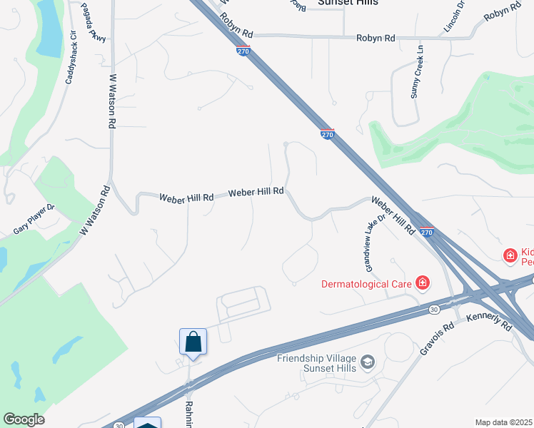 map of restaurants, bars, coffee shops, grocery stores, and more near 9814 Eagle Hill Lane in St. Louis