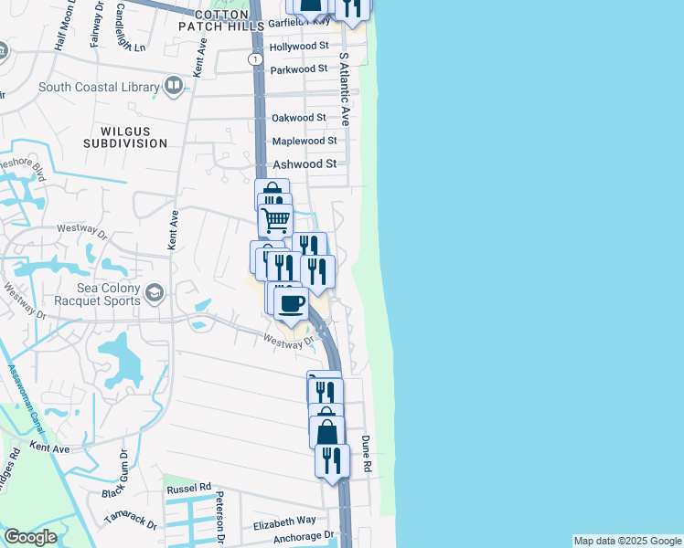 map of restaurants, bars, coffee shops, grocery stores, and more near in Sussex County