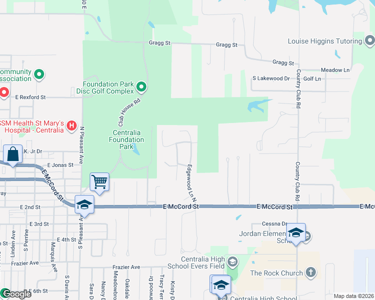 map of restaurants, bars, coffee shops, grocery stores, and more near 65 Park Forest in Centralia
