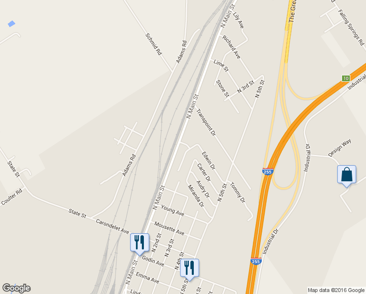 map of restaurants, bars, coffee shops, grocery stores, and more near 827 Kaestner Drive in Dupo