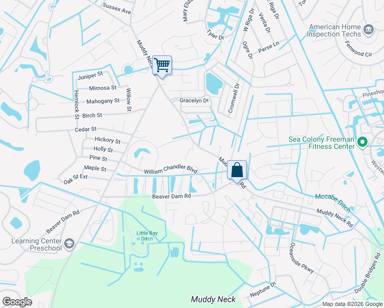 map of restaurants, bars, coffee shops, grocery stores, and more near 33387 Lazy Dazy Lane in Ocean View