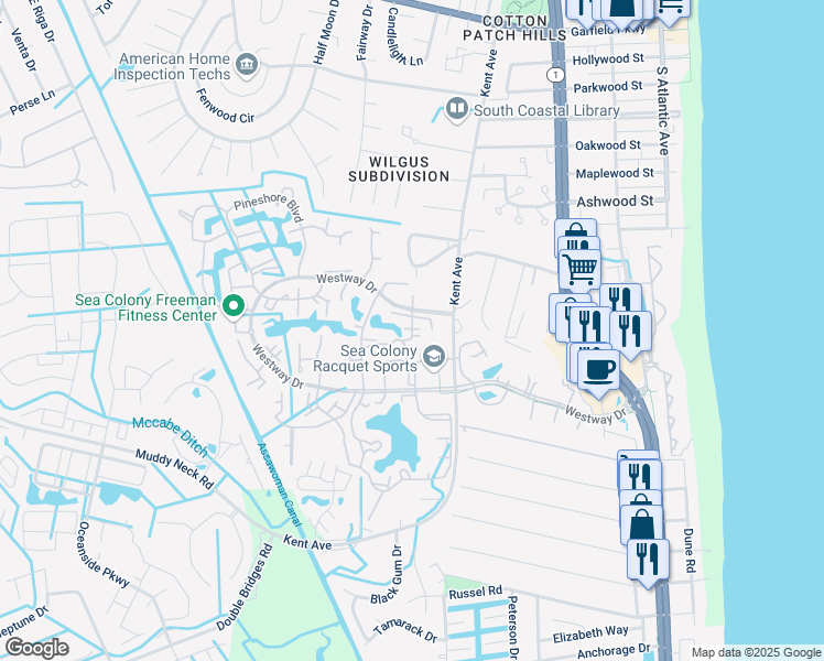 map of restaurants, bars, coffee shops, grocery stores, and more near 33411 Lakeside Circle in Sussex County