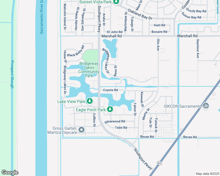 map of restaurants, bars, coffee shops, grocery stores, and more near 3630 Coyote Road in West Sacramento