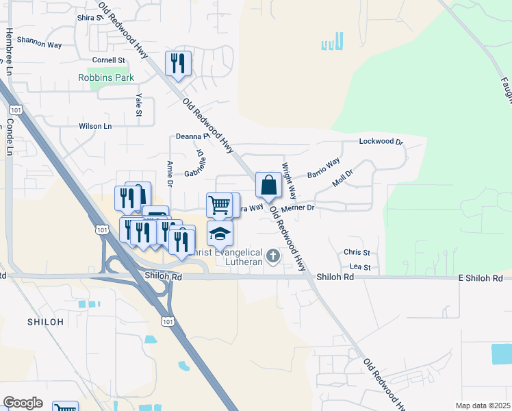 map of restaurants, bars, coffee shops, grocery stores, and more near 105 Tamara Court in Windsor