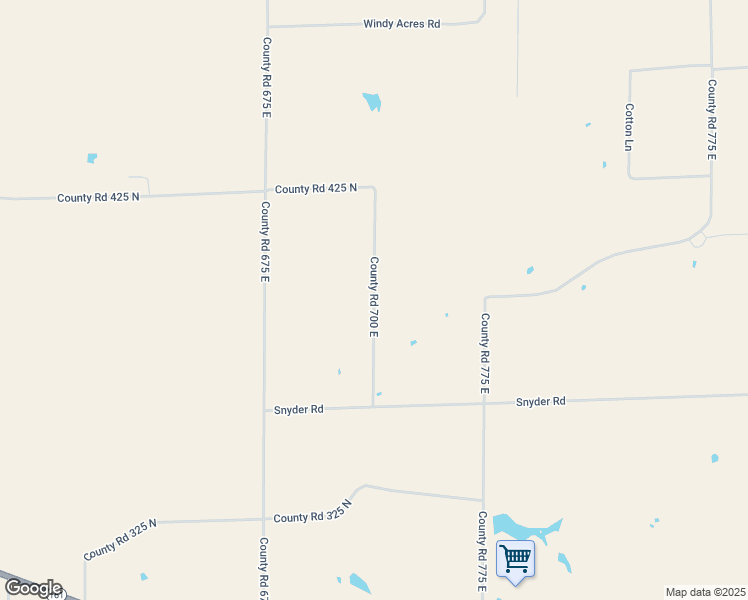 map of restaurants, bars, coffee shops, grocery stores, and more near County Road 700 East in Marion County