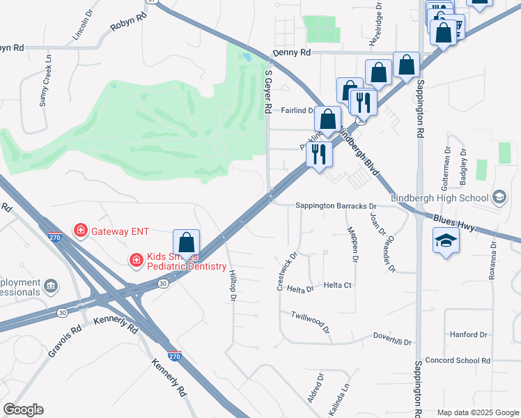 map of restaurants, bars, coffee shops, grocery stores, and more near 11922 Gravois Road in Saint Louis