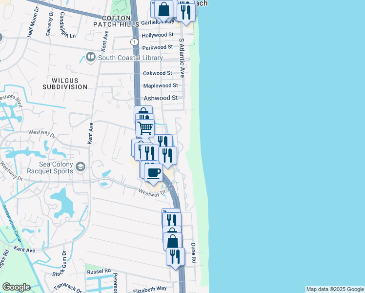 map of restaurants, bars, coffee shops, grocery stores, and more near in Sussex County
