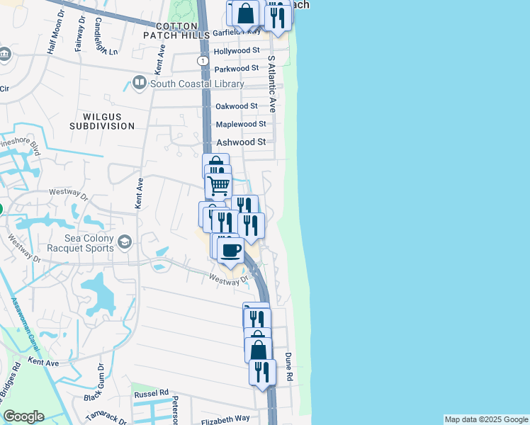 map of restaurants, bars, coffee shops, grocery stores, and more near in Sussex County