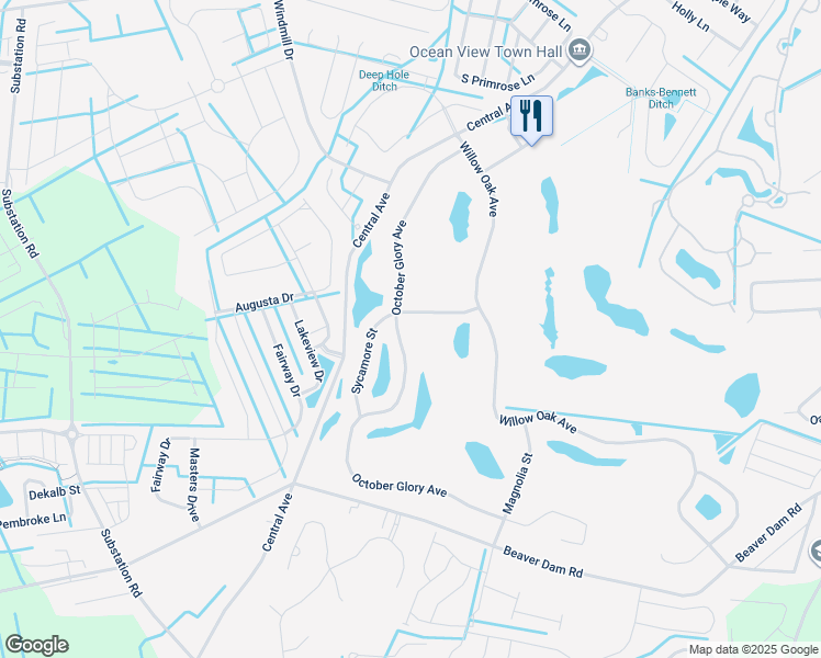 map of restaurants, bars, coffee shops, grocery stores, and more near 79 October Glory Avenue in Ocean View