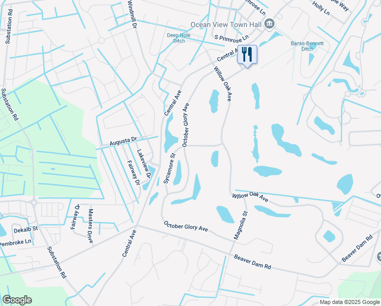map of restaurants, bars, coffee shops, grocery stores, and more near 79 October Glory Avenue in Ocean View