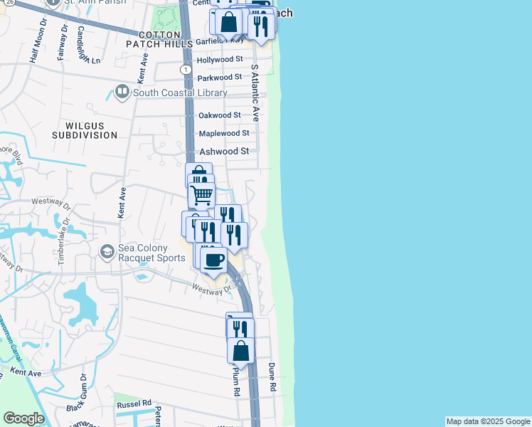 map of restaurants, bars, coffee shops, grocery stores, and more near 605 Island House Road in Bethany Beach