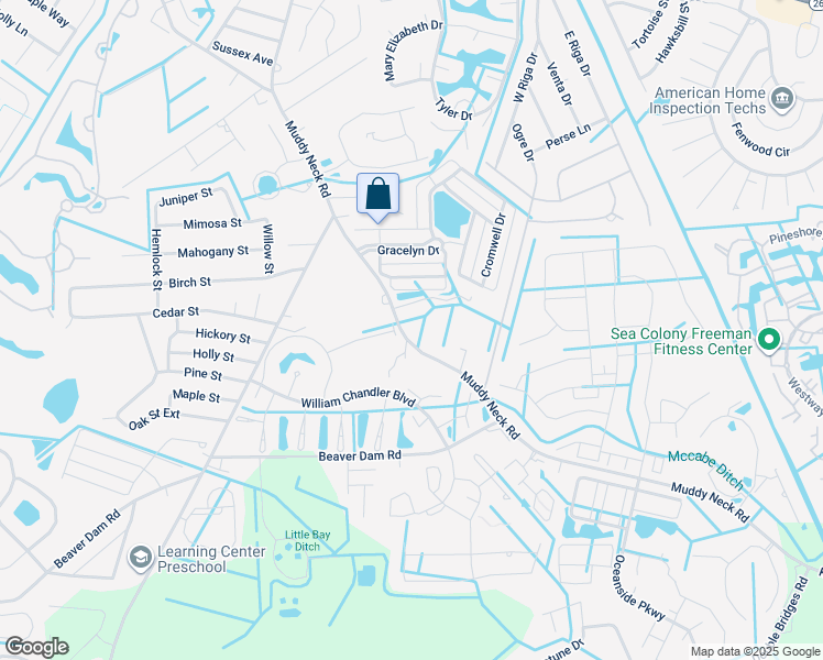 map of restaurants, bars, coffee shops, grocery stores, and more near 38155 Muddy Neck Road in Ocean View