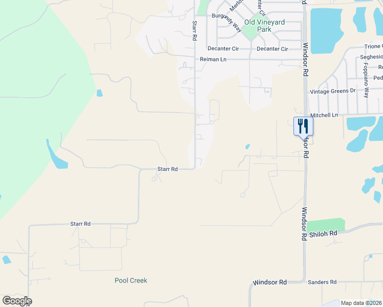 map of restaurants, bars, coffee shops, grocery stores, and more near 7933 Starr Road in Windsor