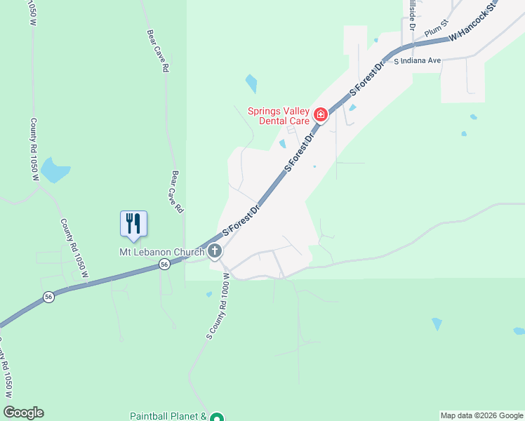 map of restaurants, bars, coffee shops, grocery stores, and more near 9781 Indiana 56 in French Lick