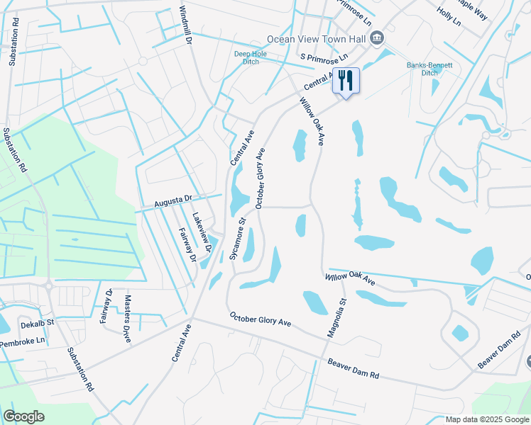 map of restaurants, bars, coffee shops, grocery stores, and more near 79 October Glory Avenue in Ocean View