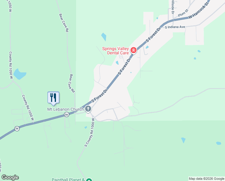 map of restaurants, bars, coffee shops, grocery stores, and more near 9781 Indiana 56 in French Lick