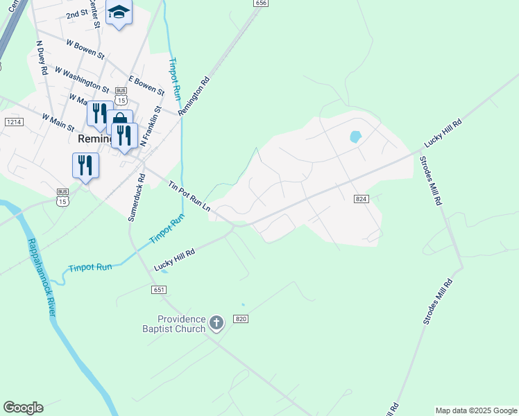 map of restaurants, bars, coffee shops, grocery stores, and more near 12222 Remland Court in Remington