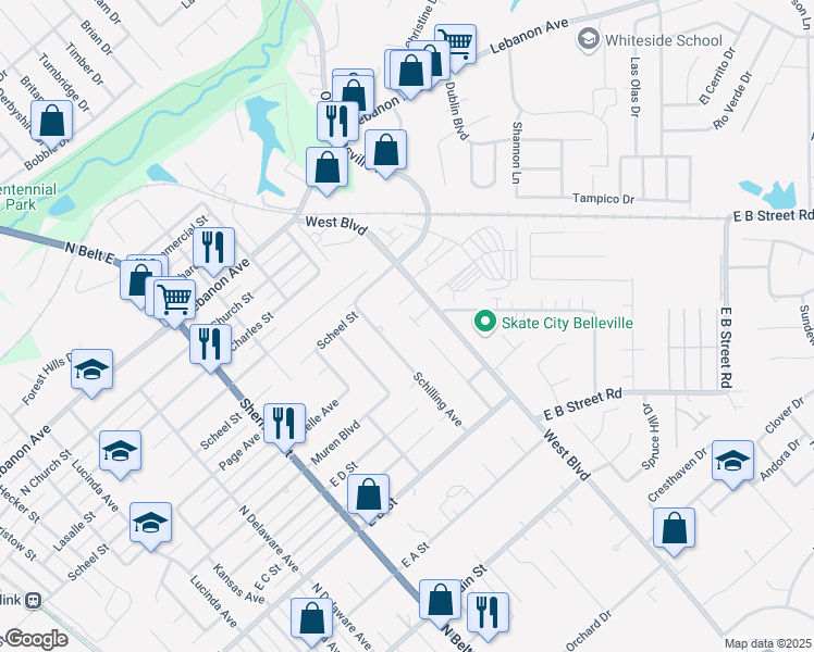 map of restaurants, bars, coffee shops, grocery stores, and more near 37 Glencoe Drive in Belleville