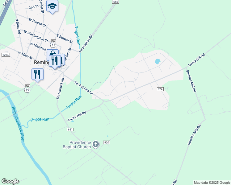 map of restaurants, bars, coffee shops, grocery stores, and more near 12222 Remland Court in Remington