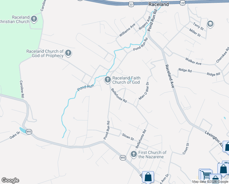 map of restaurants, bars, coffee shops, grocery stores, and more near 201-207 Rice Dr in Raceland