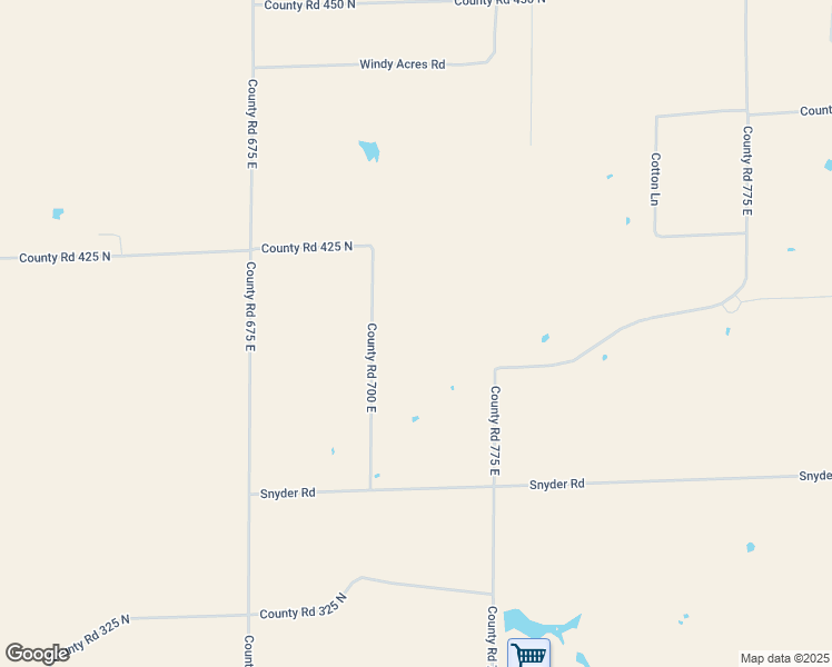 map of restaurants, bars, coffee shops, grocery stores, and more near County Road 700 East in Centralia