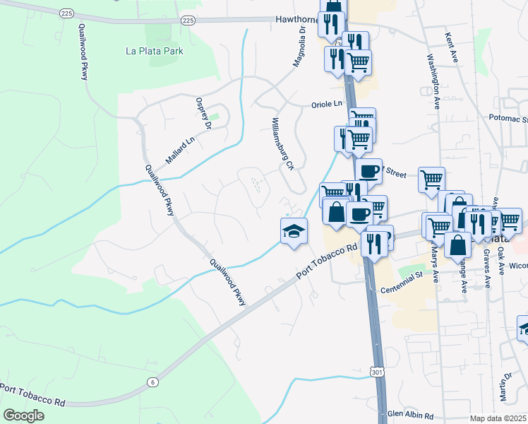map of restaurants, bars, coffee shops, grocery stores, and more near 6 Gramby Court in La Plata