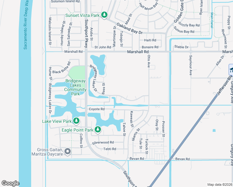 map of restaurants, bars, coffee shops, grocery stores, and more near 3360 Bridgeway Lakes in West Sacramento