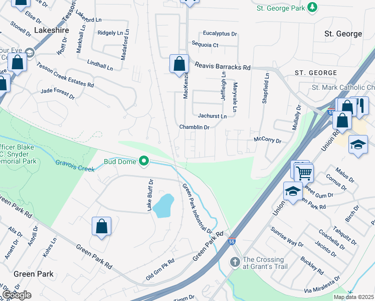 map of restaurants, bars, coffee shops, grocery stores, and more near 10244 Jeffrey David Court in Affton