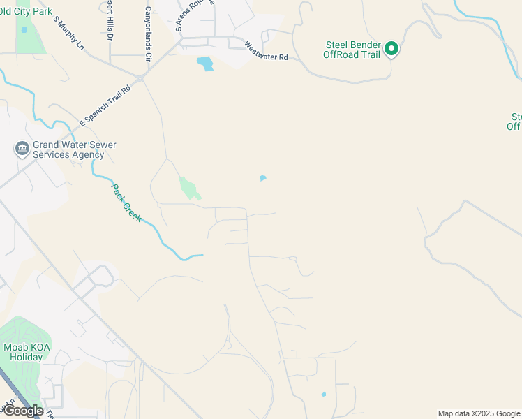 map of restaurants, bars, coffee shops, grocery stores, and more near 2845 East Bench Road in Moab