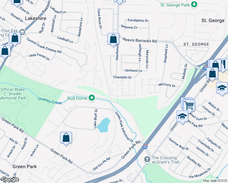map of restaurants, bars, coffee shops, grocery stores, and more near 10244 Jeffrey David Court in Affton