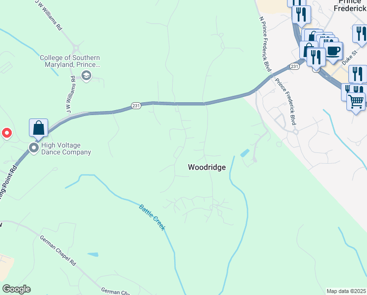 map of restaurants, bars, coffee shops, grocery stores, and more near in Calvert County