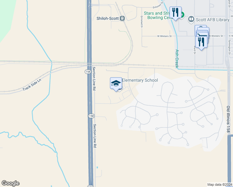 map of restaurants, bars, coffee shops, grocery stores, and more near 4732 Patriots Drive in Belleville