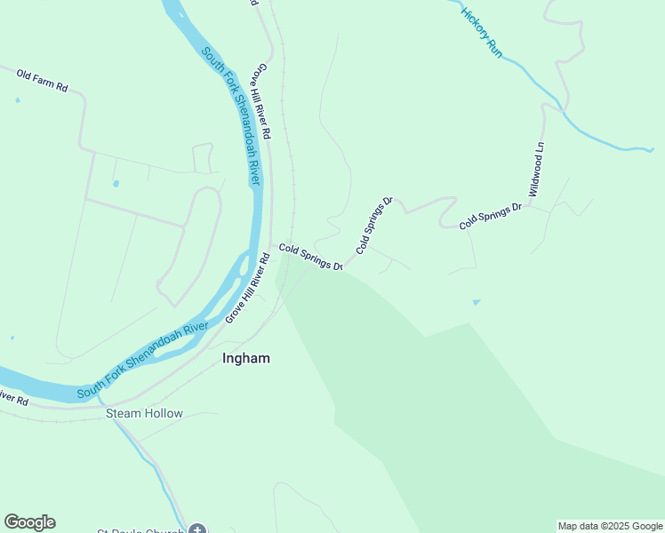 map of restaurants, bars, coffee shops, grocery stores, and more near 384 Cold Springs Drive in Shenandoah