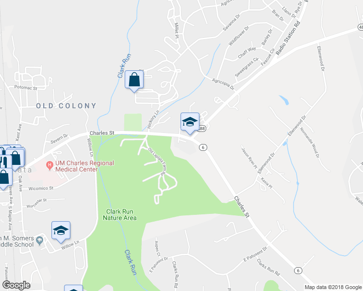 map of restaurants, bars, coffee shops, grocery stores, and more near 1200 Charles Street in La Plata