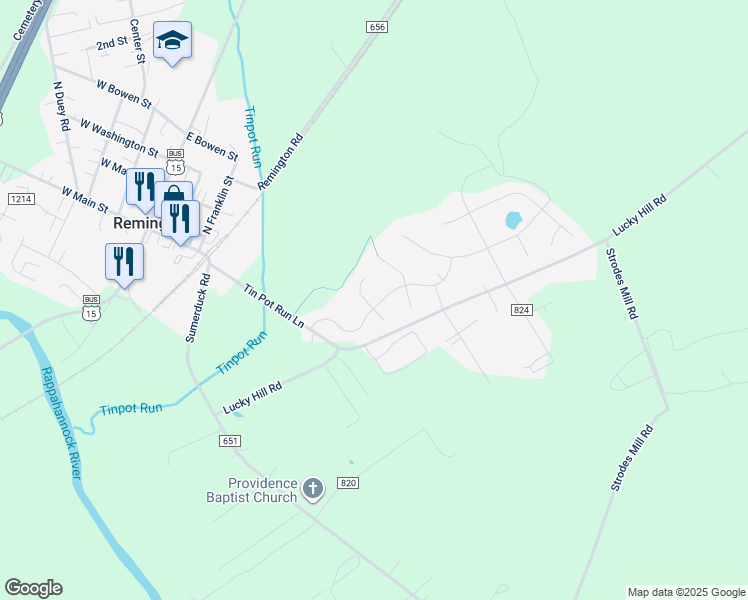 map of restaurants, bars, coffee shops, grocery stores, and more near 12213 Remland Court in Remington