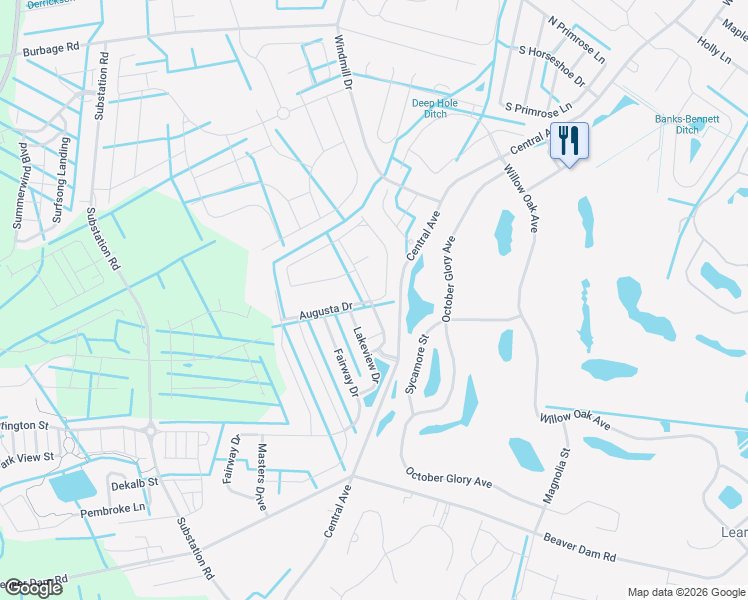 map of restaurants, bars, coffee shops, grocery stores, and more near 101 Augusta Drive in Ocean View