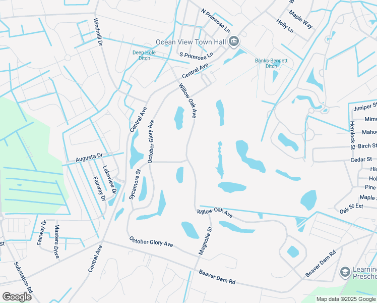 map of restaurants, bars, coffee shops, grocery stores, and more near 45 Willow Oak Avenue in Ocean View