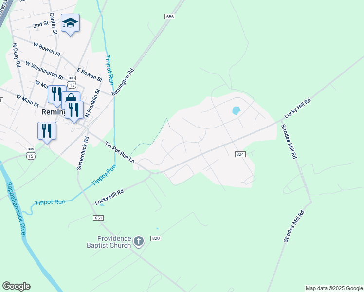 map of restaurants, bars, coffee shops, grocery stores, and more near 12208 Riverton Court in Remington