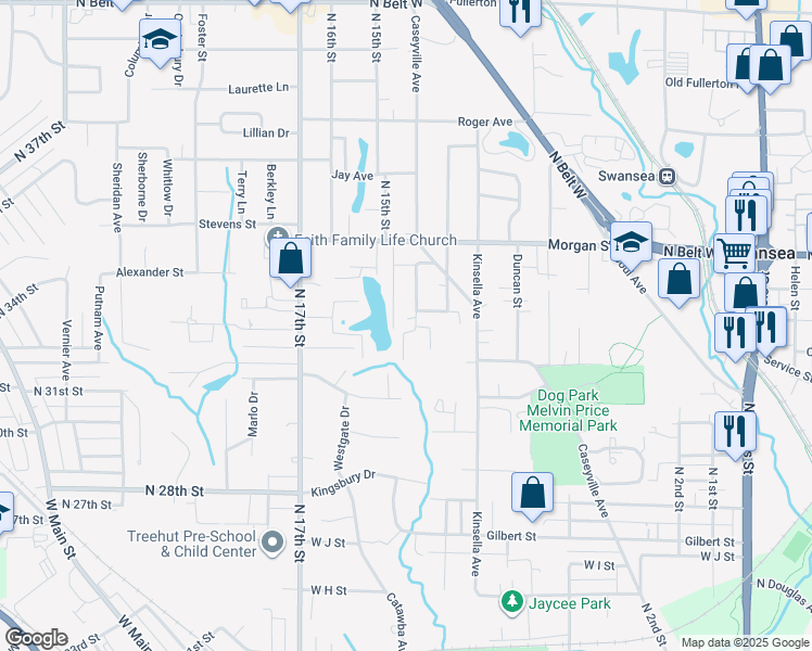 map of restaurants, bars, coffee shops, grocery stores, and more near 19 Englewood Drive in Belleville