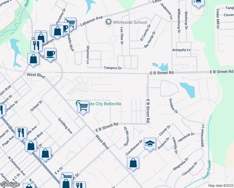map of restaurants, bars, coffee shops, grocery stores, and more near 2541 Oak Park Drive in Belleville