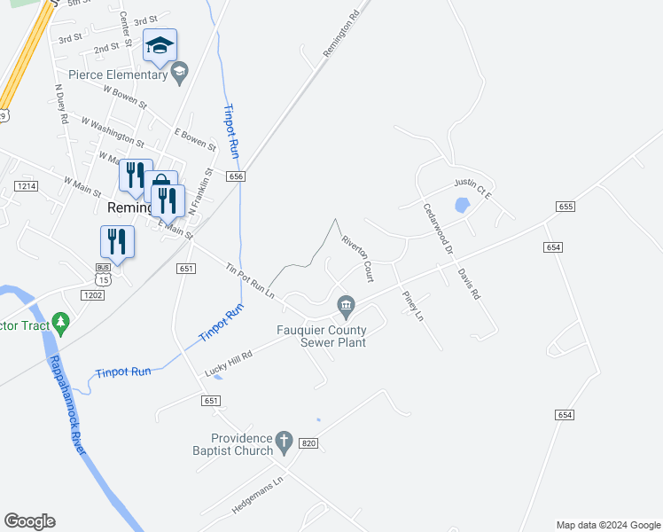 map of restaurants, bars, coffee shops, grocery stores, and more near 12203 Remland Ct in Remington