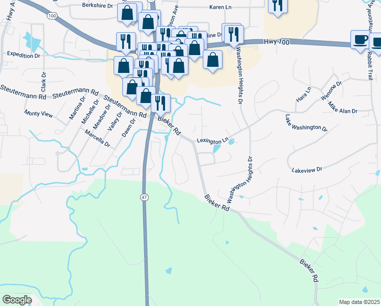 map of restaurants, bars, coffee shops, grocery stores, and more near 1201 Fawn Drive in Washington